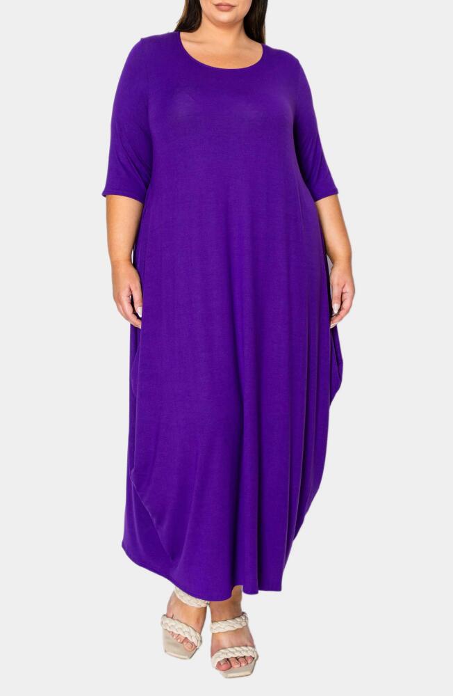 L I V D Evelyn Bubble Hem Jersey Midi Dress in Purple Cover