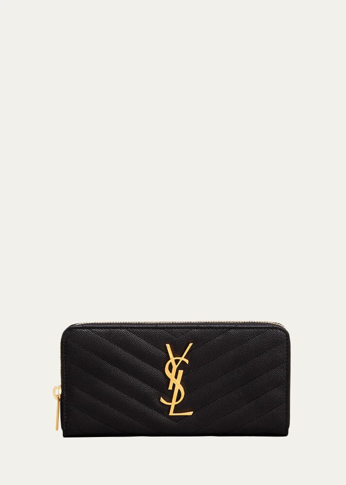 Saint Laurent YSL Monogram Large Zip Wallet in Grained Leather Cover