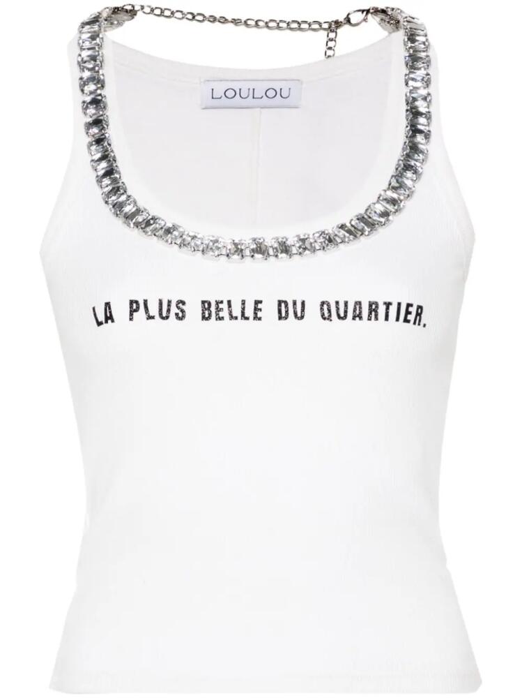 Loulou crystal-embellished cropped tank top - White Cover