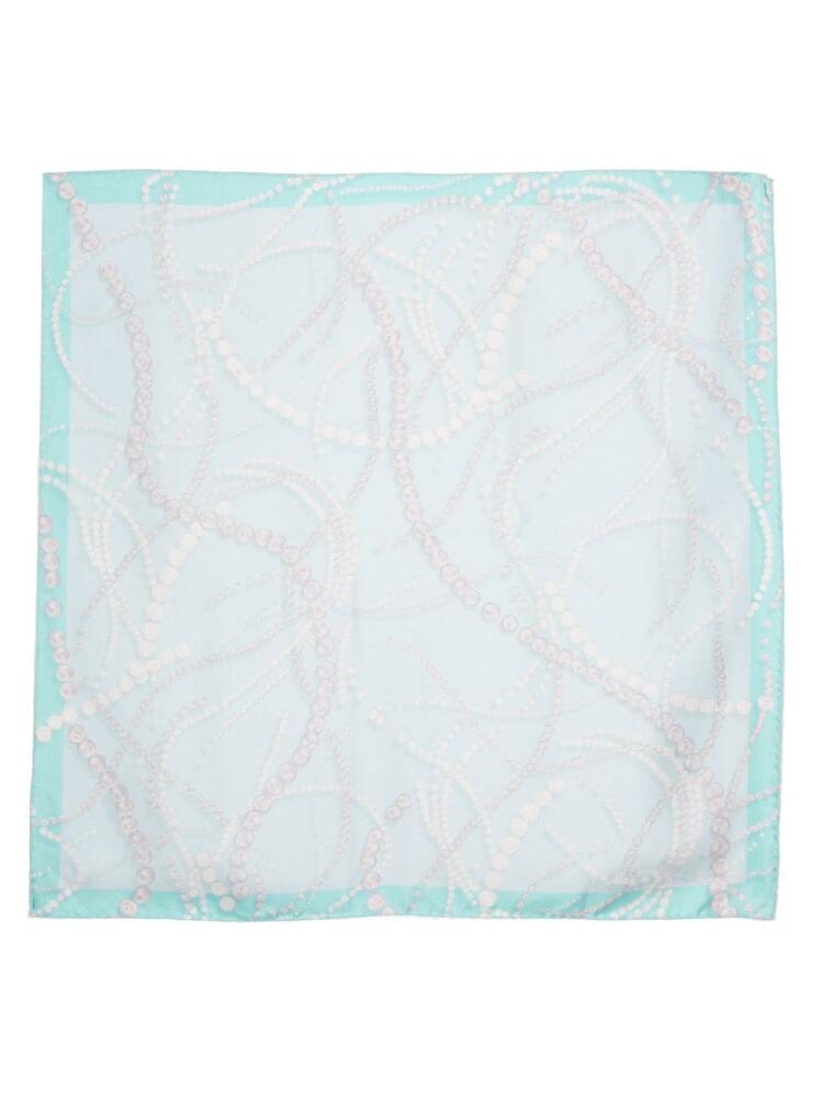 Lanvin pearl-print silk scarf - Blue Cover