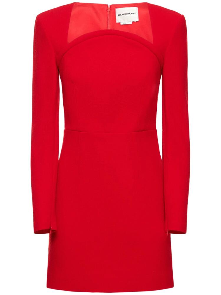 ROLAND MOURET Long Sleeve Wool Crepe Mini Dress Cover