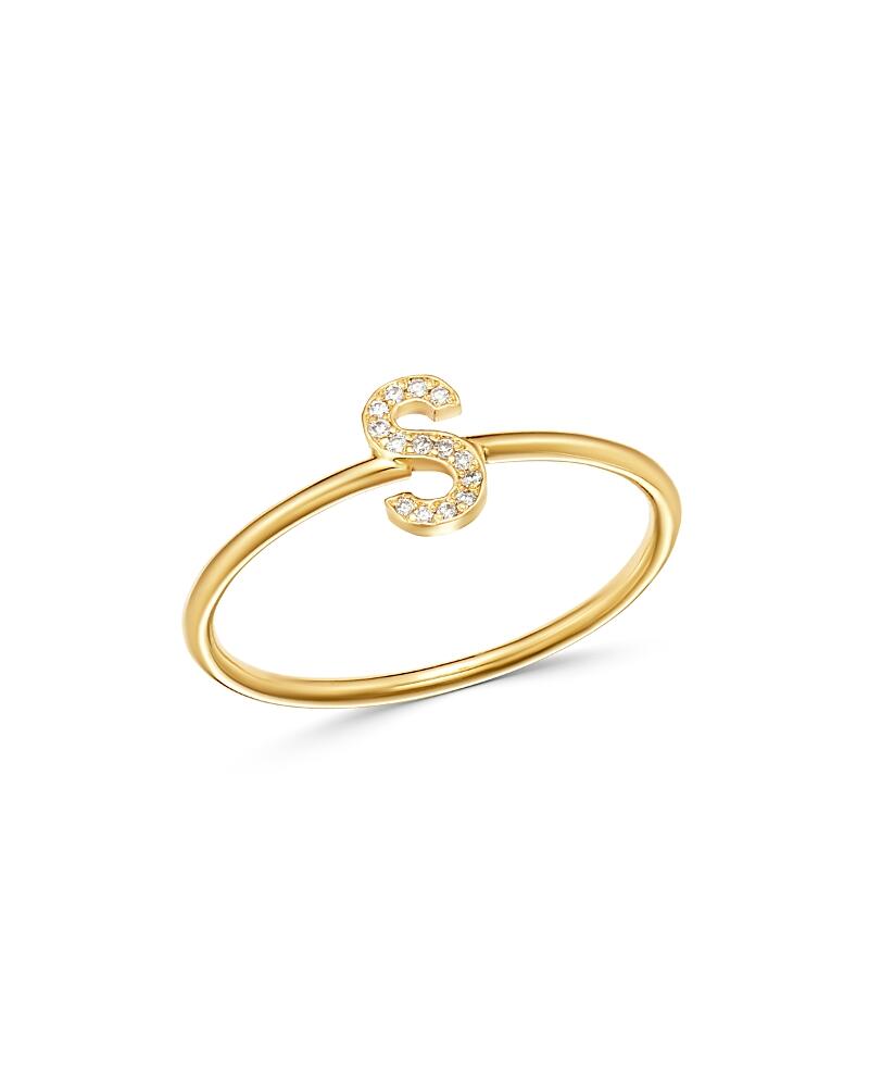 Zoe Lev 14K Yellow Gold Initial Diamond Ring Cover