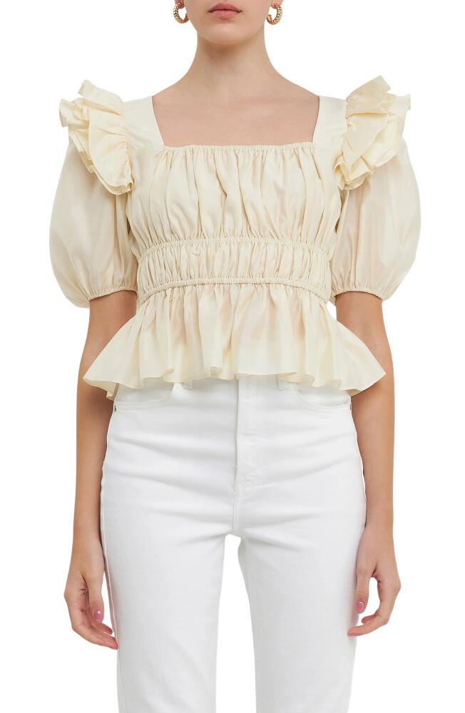 Endless Rose Ruffle Puff Sleeve Top in Champagne Cover