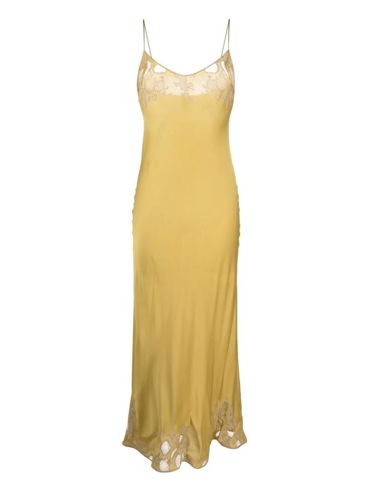 Carine Gilson lace-panelled maxi camisole dress - Yellow Cover