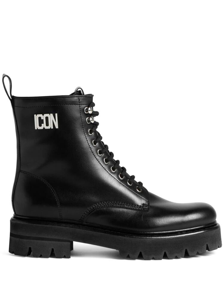 DSQUARED2 Icon plaque combat boots - Black Cover