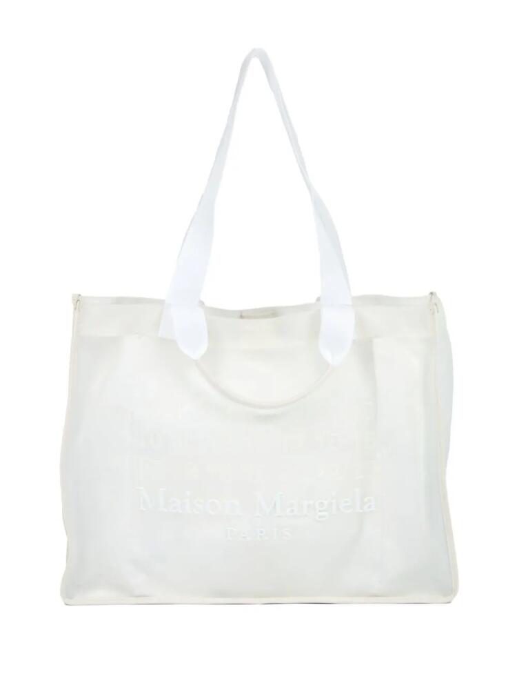 Maison Margiela large logo-embroidered tote bag - White Cover