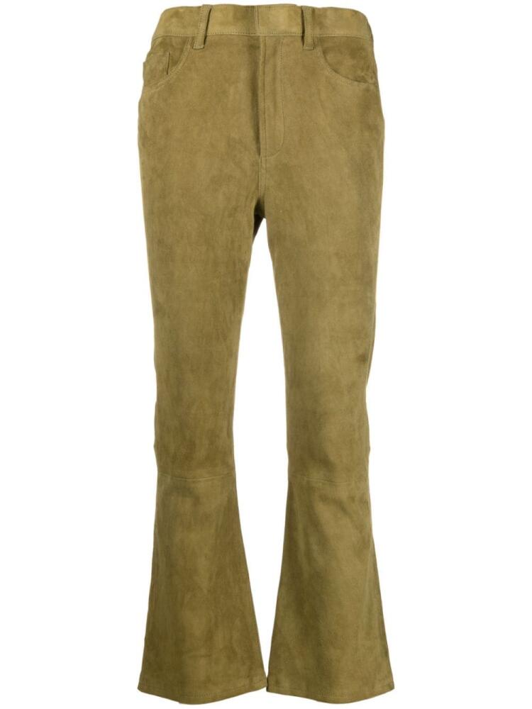 PAULA flared suede trousers - Green Cover