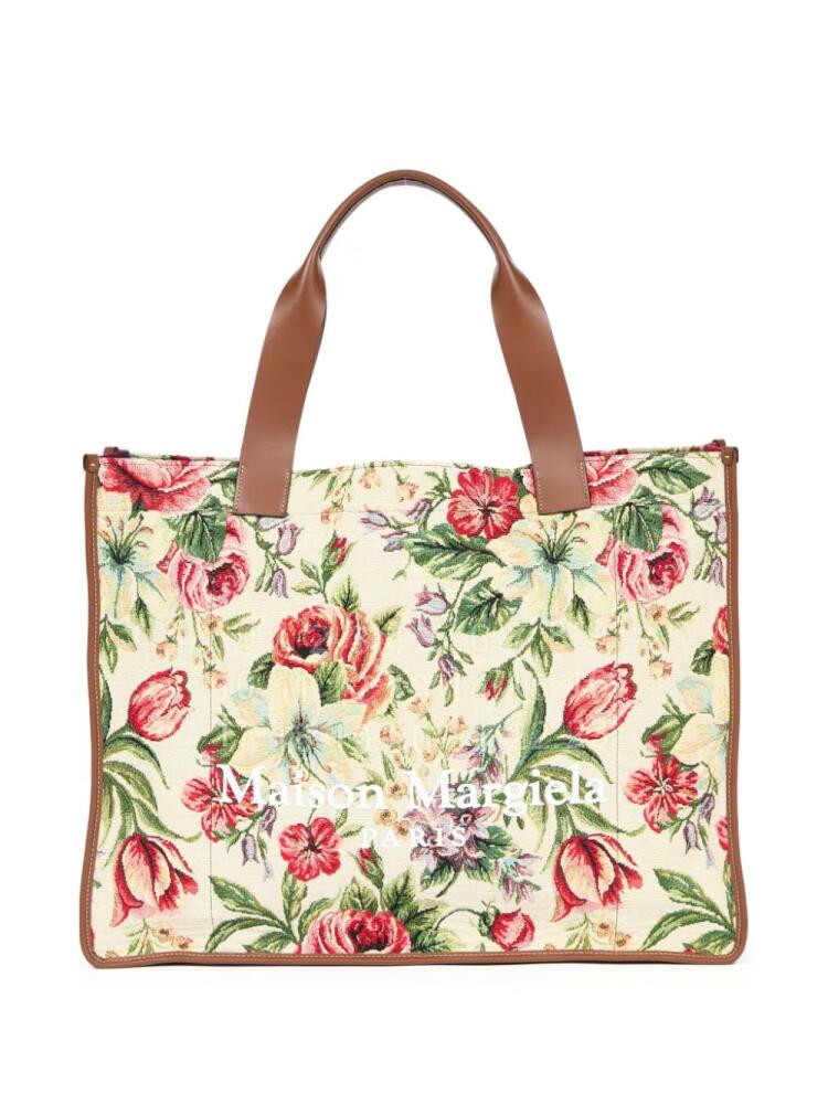 Maison Margiela large floral-print tote bag - Neutrals Cover