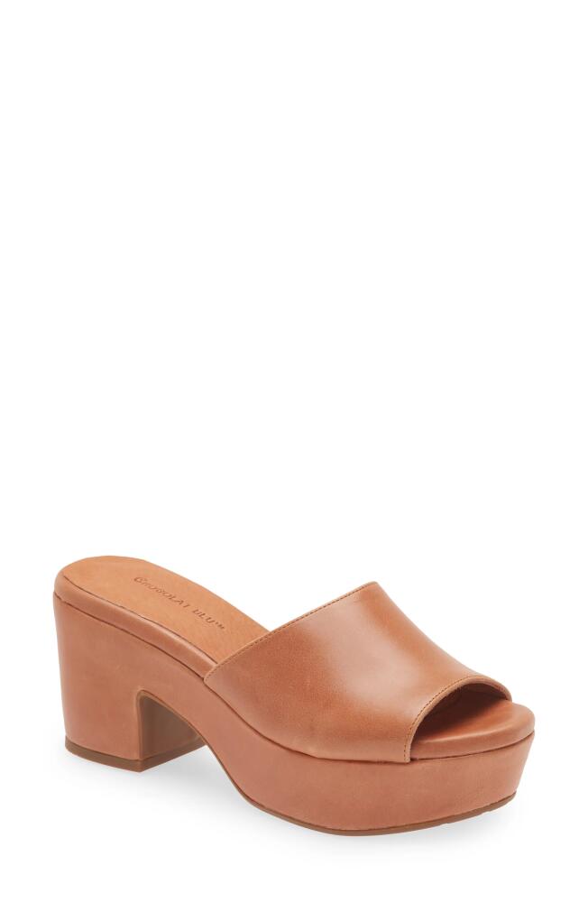 Chocolat Blu Giselle Platform Sandal in Caramel Leather Cover