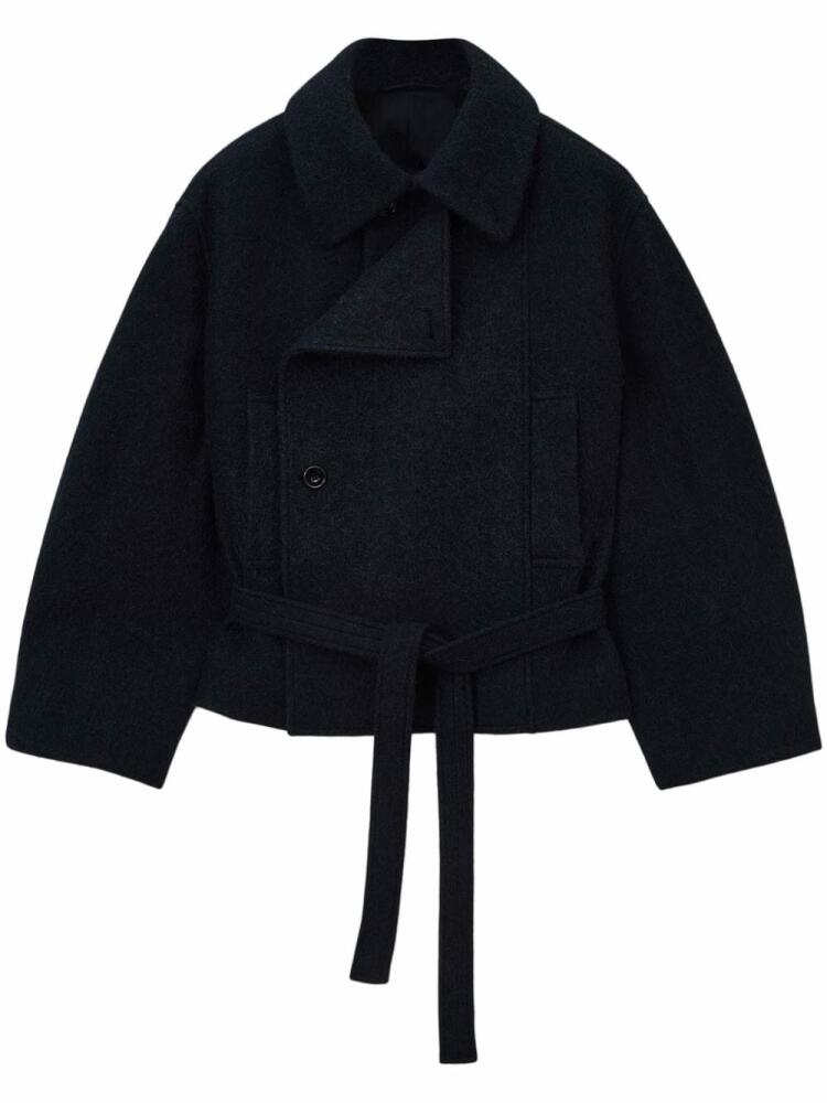 LEMAIRE cropped asymmetrical belted coat - Black Cover