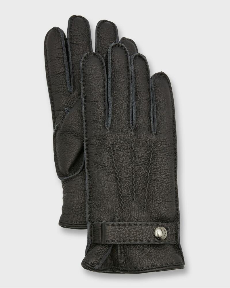 Bergdorf Goodman Men's Deerskin Leather Gloves with Cashmere-Silk Lining Cover