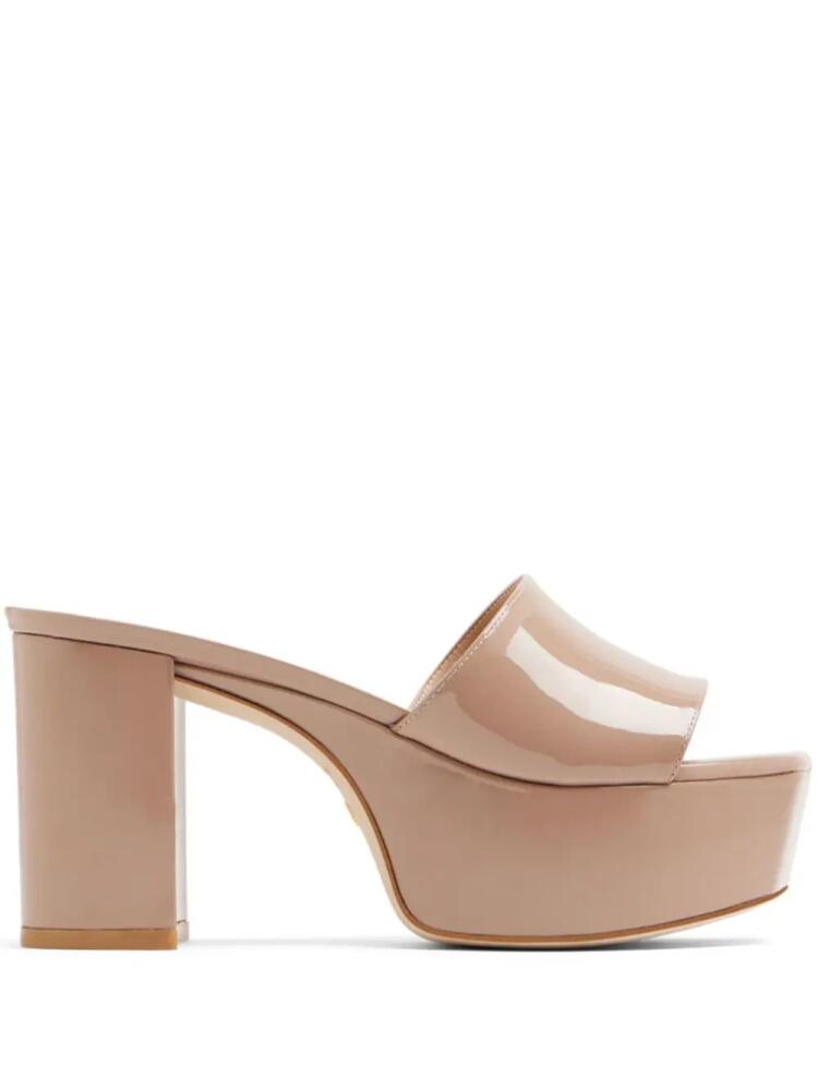 Stuart Weitzman 95mm open-toe leather mules - Neutrals Cover