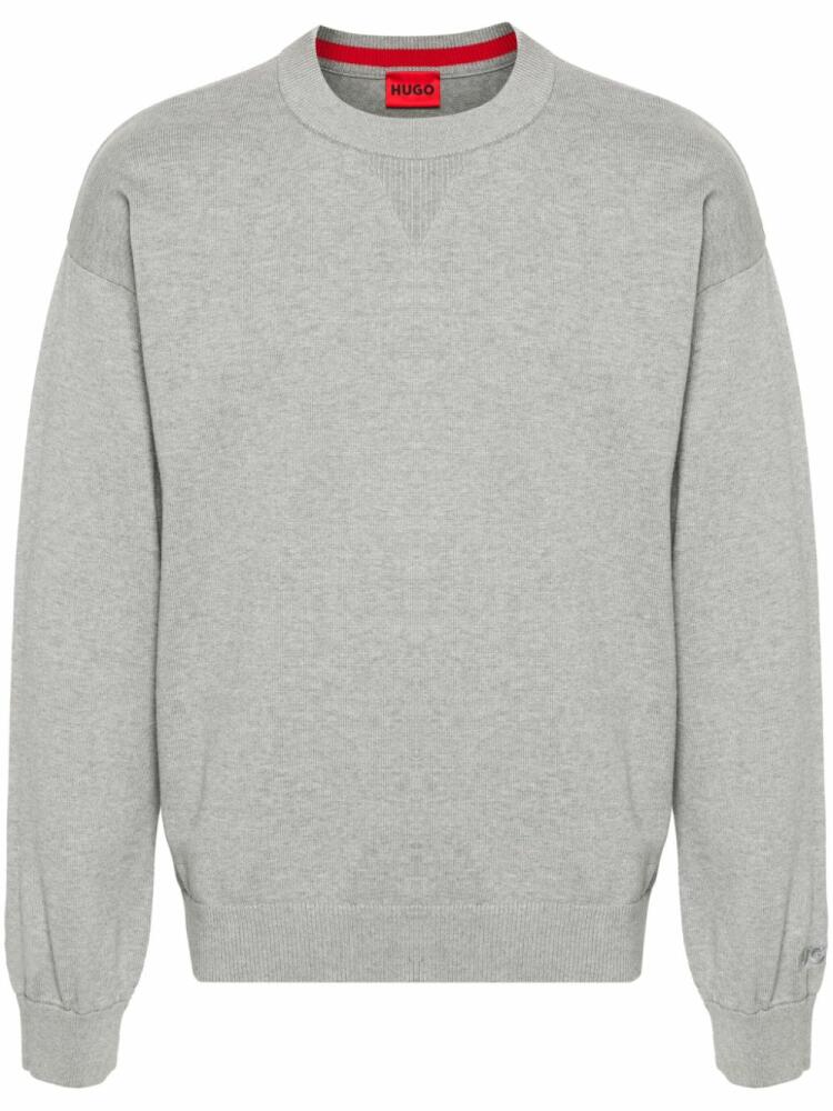 HUGO logo-embroidered cotton jumper - Grey Cover