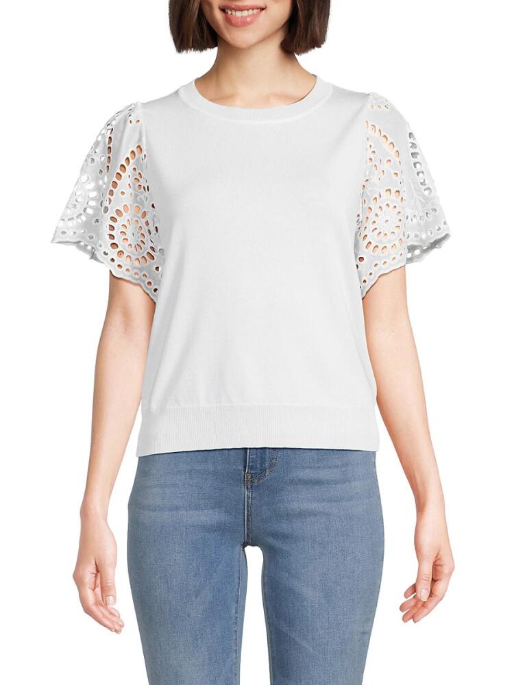 NANETTE nanette lepore Women's Eyelet Sleeve Top - White Cover