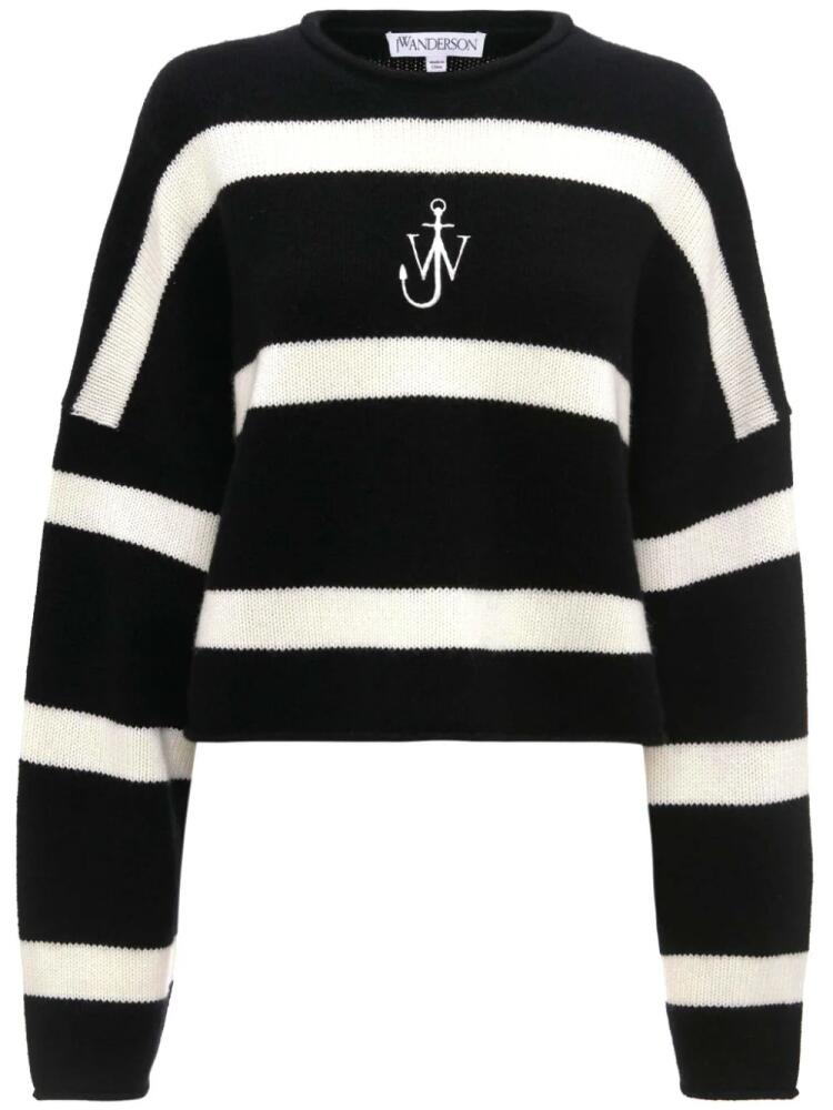 JW Anderson logo-embroidered striped jumper - Black Cover