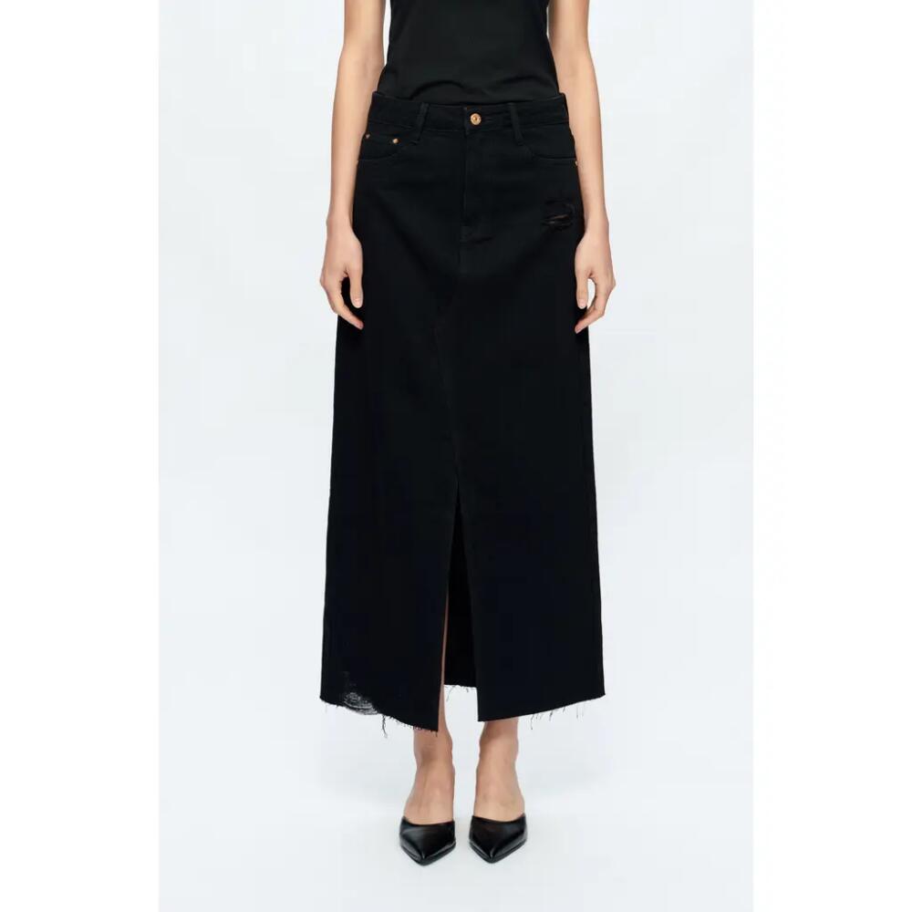 Bayeas Alice Distressed Denim Maxi Skirt in Black Cover