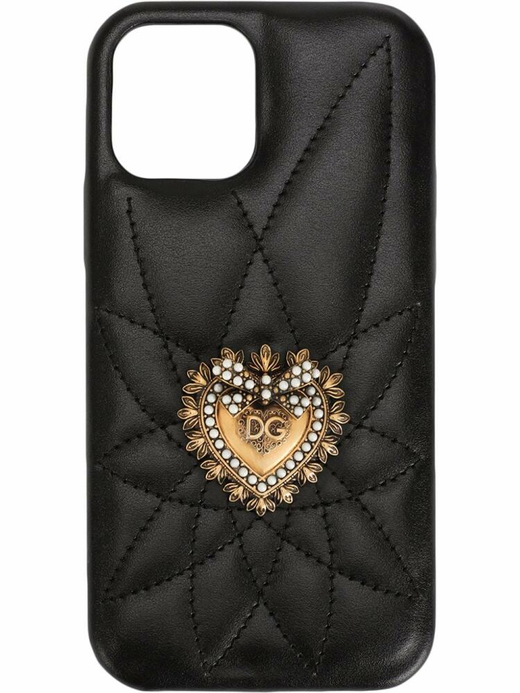 Dolce & Gabbana quilted iPhone 12/12 Pro case - Black Cover