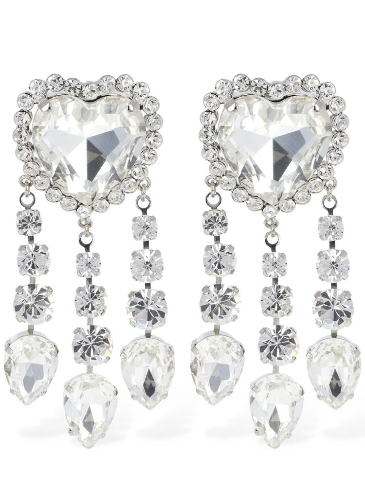 ALESSANDRA RICH Heart Earrings W/ Crystal Pendants Cover