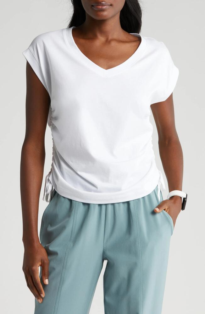 zella Cinchy Cinched Side Pima Cotton T-Shirt in White Cover