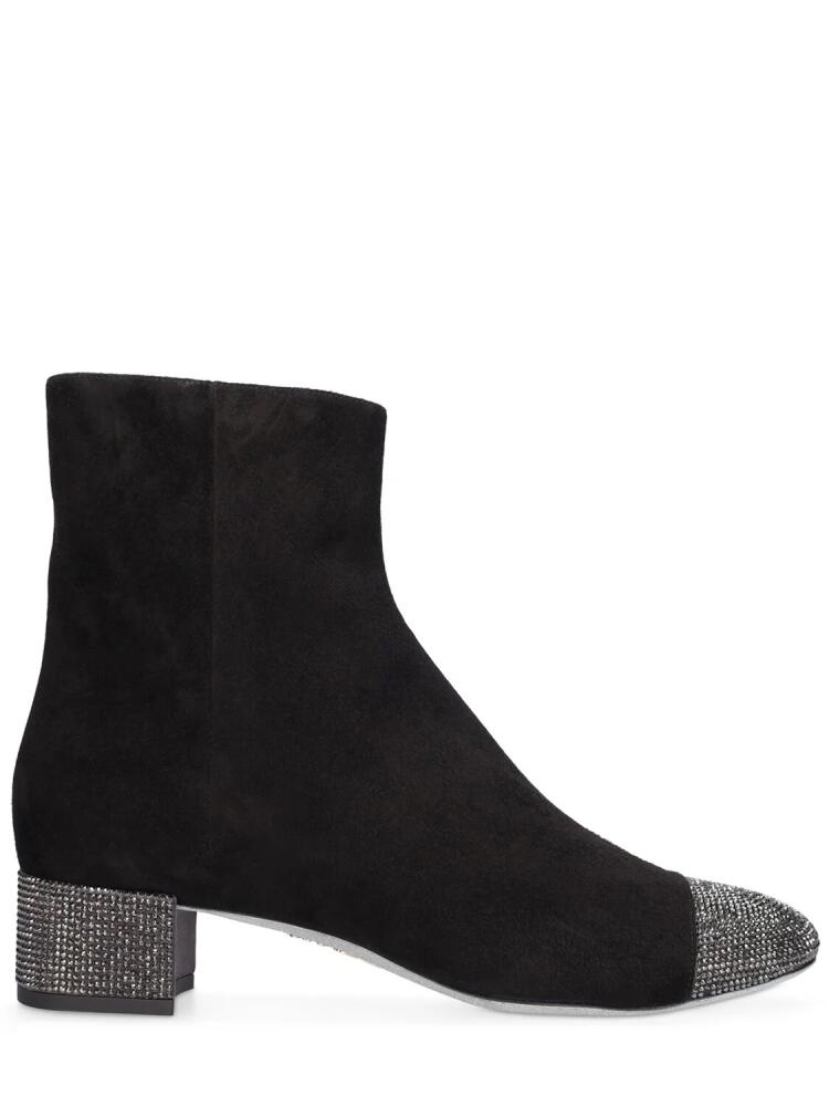 RENÉ CAOVILLA 40mm Suede & Crystals Ankle Boots Cover