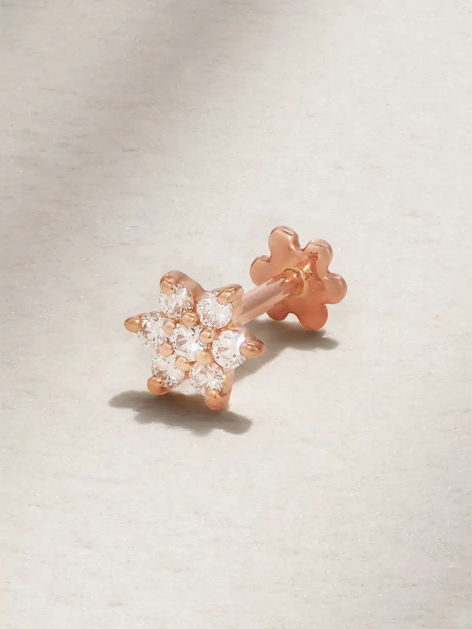 MARIA TASH - 4.5mm 18-karat Rose Gold Diamond Earring - One size Cover