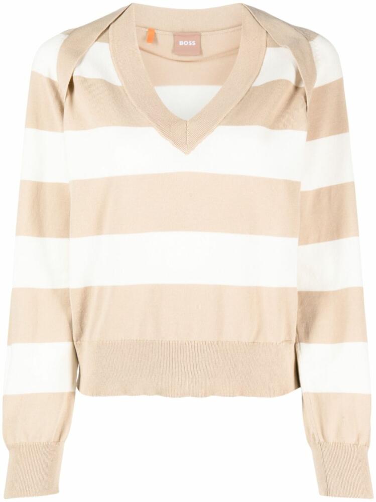 BOSS v-neck cotton jumper - Neutrals Cover