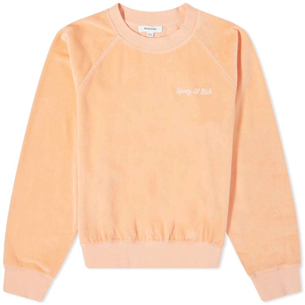 Sporty & Rich Italic Logo Raglan Crew Sweat in Peach/White Cover