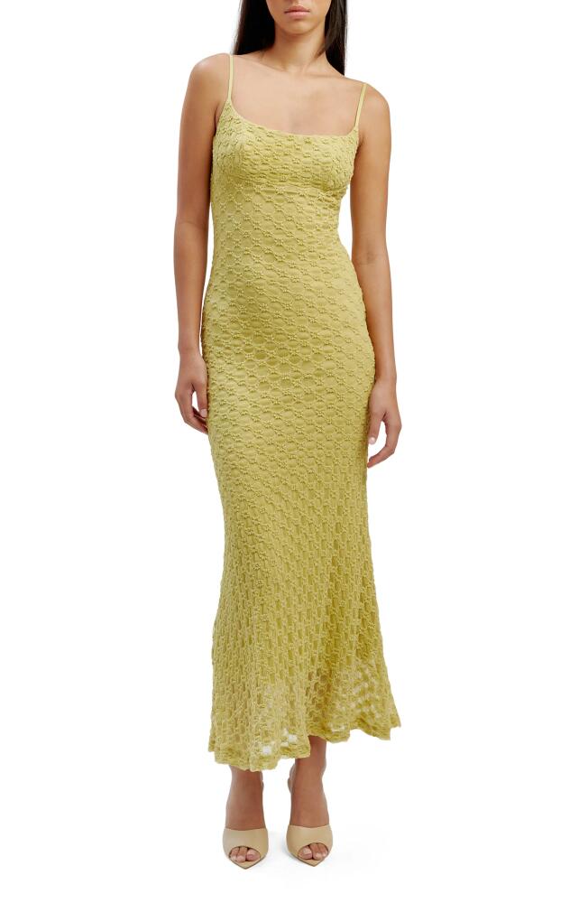 Bardot Adoni Floral Embroidered Mesh Slipdress in Moss Cover