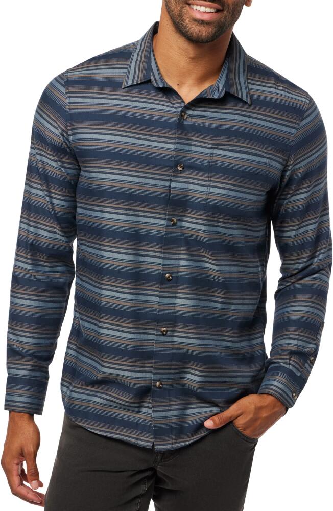 TravisMathew Cloud Flannel Button-Up Shirt in Total Eclipse/Portabella Cover