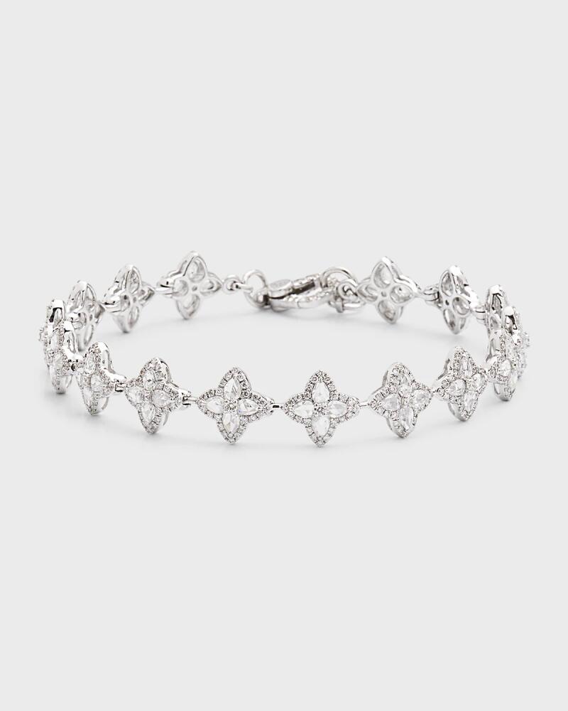 64 Facets 18k White Gold Blossom Motif Diamond Tennis Bracelet, 3.11tcw Cover