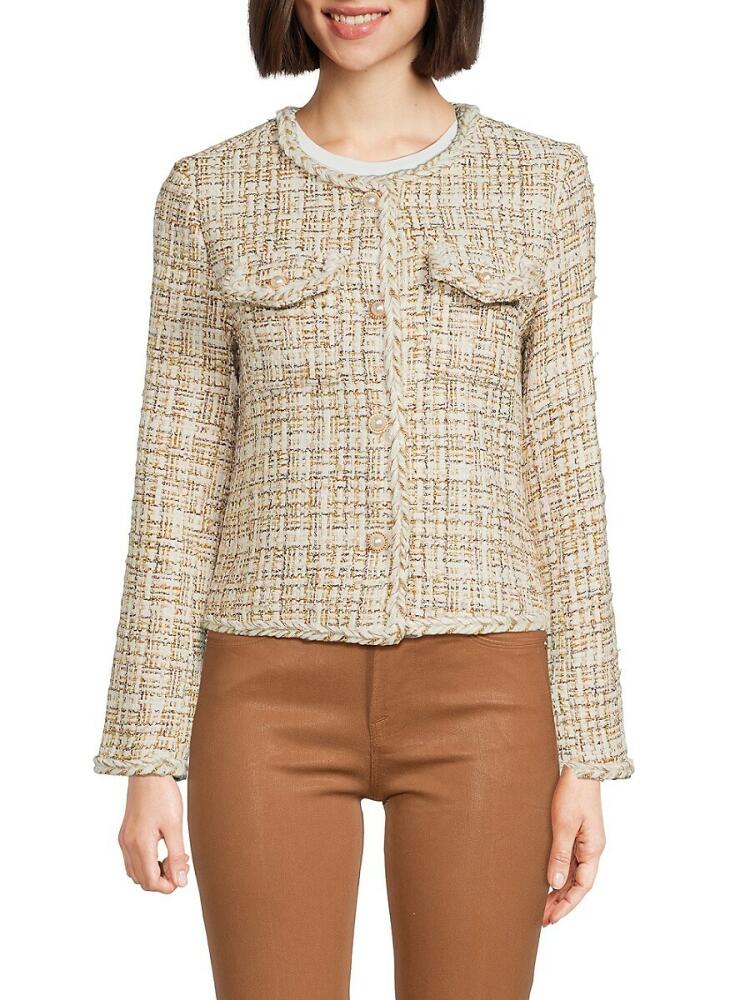 Wdny Women's Tweed Button Jacket - Beige Multi Cover