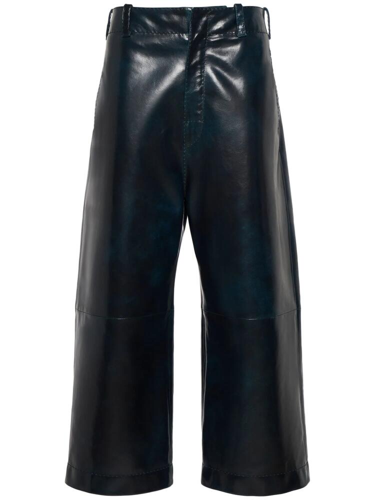 BOTTEGA VENETA Smooth Leather Wide Leg Culotte Pants Cover