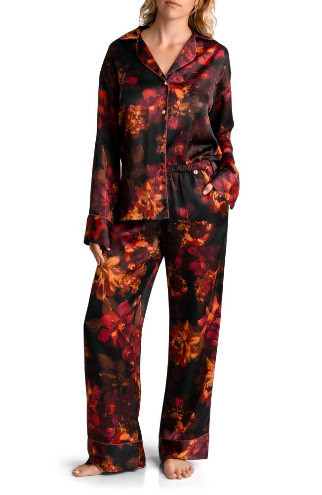 Midnight Bakery Dylan Floral Print Satin Pajamas in Black Cover