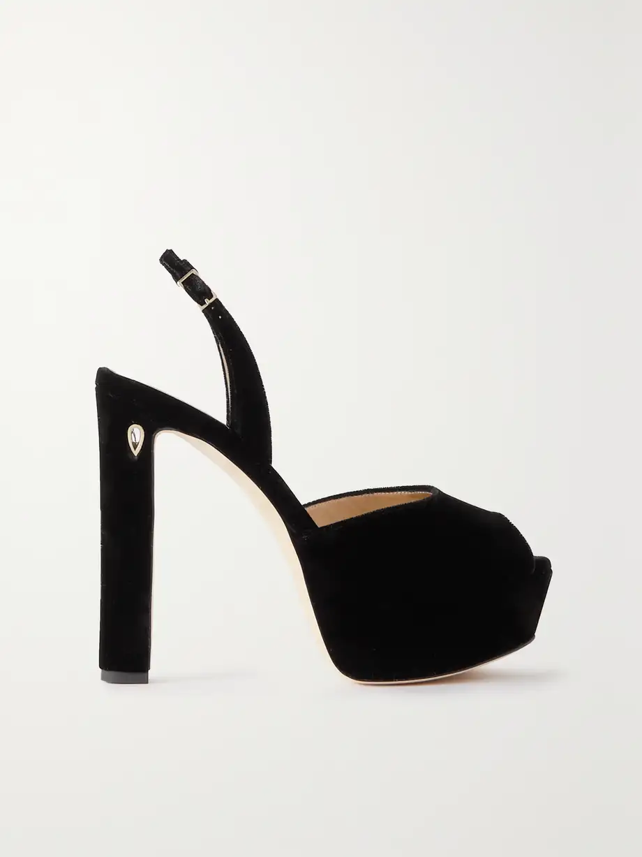 Jennifer Chamandi - Antonio 130 Velvet Platform Sandals - Black Cover