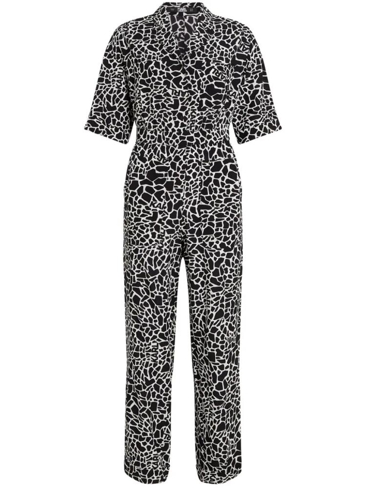 Karl Lagerfeld giraffe-print short-sleeve jumpsuit - Black Cover