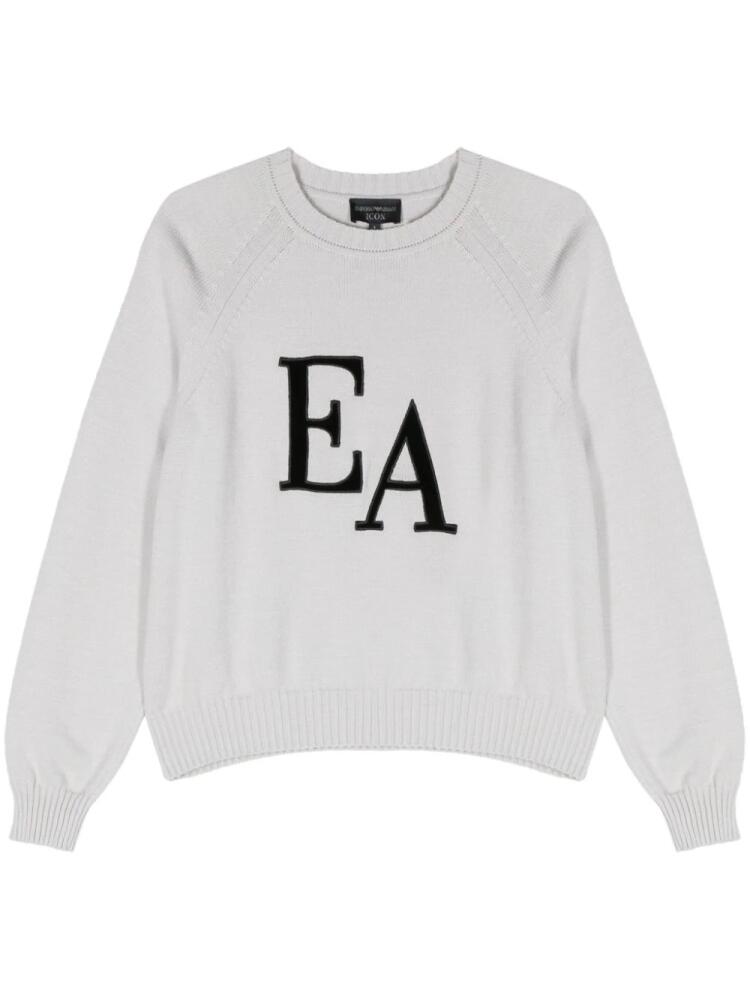 Emporio Armani logo-patch crew-neck jumper - Grey Cover