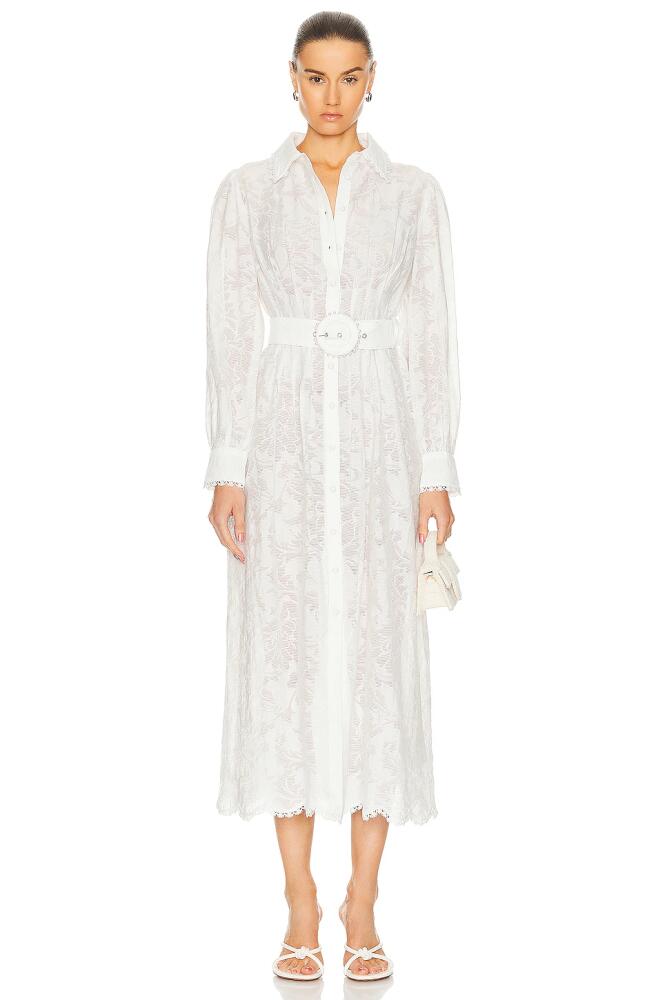 HEMANT AND NANDITA Ilara Shirt Buckle Belt Maxi Dress in White Cover