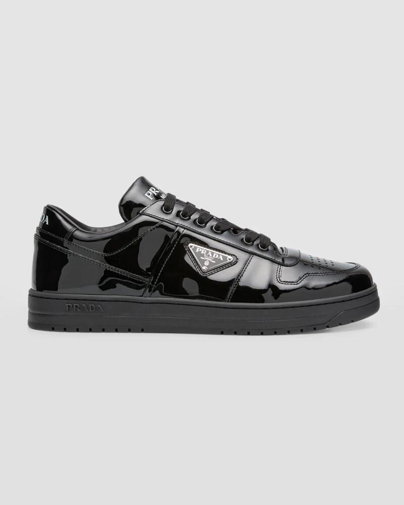 Prada Men's Downtown Patent Leather Low-Top Sneakers Cover