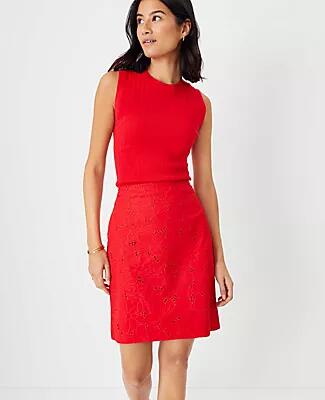 Ann Taylor Petite Eyelet A-Line Skirt Cover