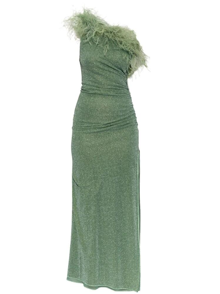 Oséree feather-trimmed gown - Green Cover