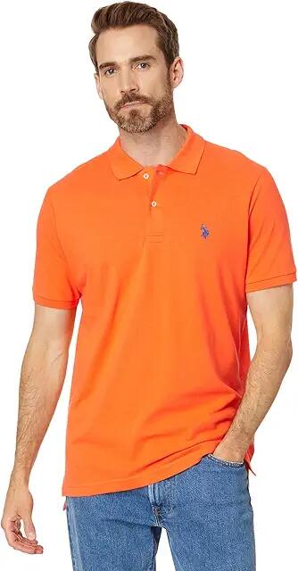 U.S. POLO ASSN. Solid Cotton Pique Polo with Small Pony (Madras Orange) Men's Short Sleeve Knit Cover