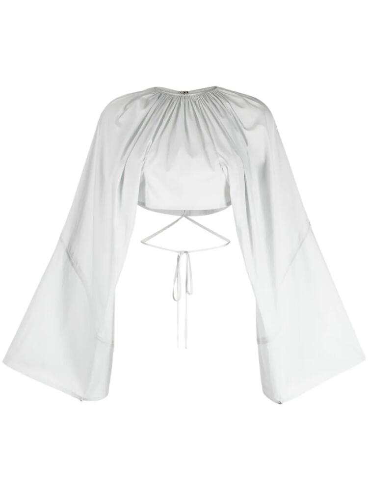 Kiko Kostadinov gathered-detail cropped blouse - Grey Cover