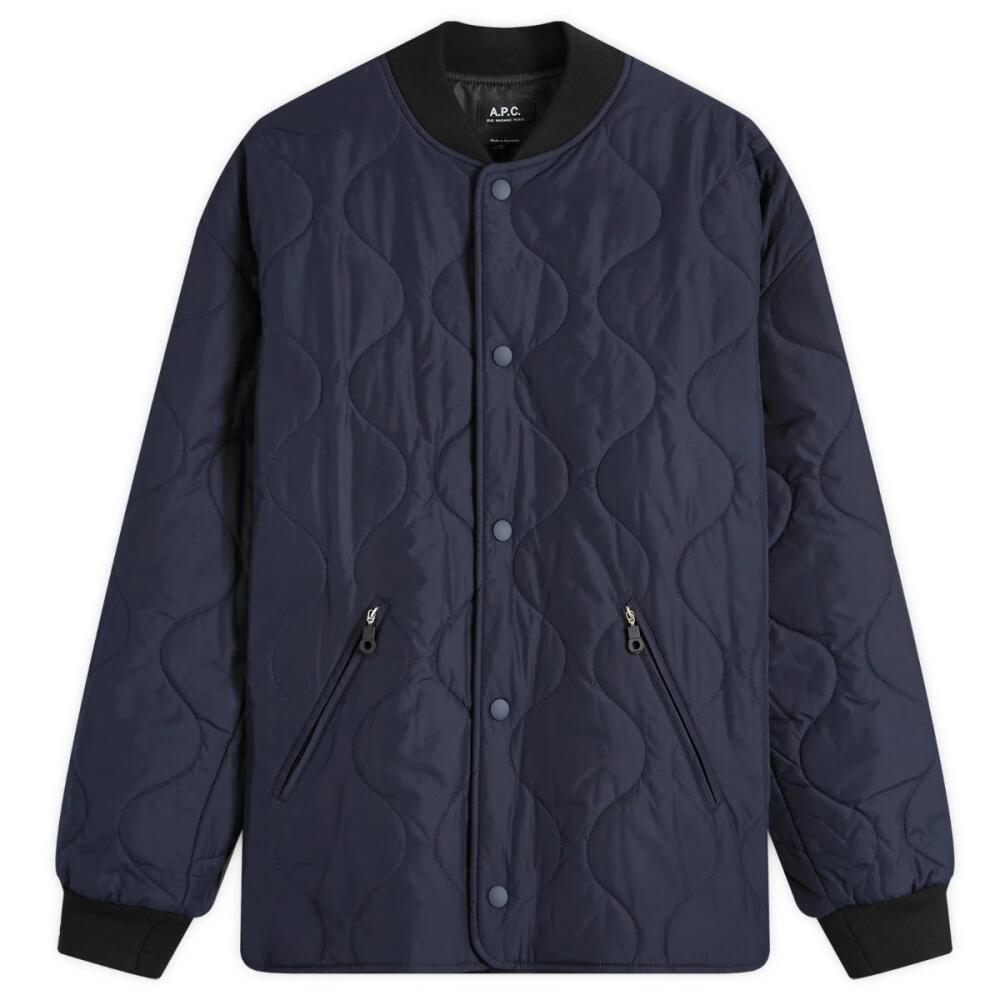 A.P.C. Men's Florent Quilted Bomber Jacket in Dark Navy Cover