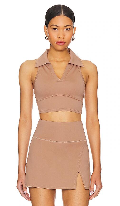 WellBeing + BeingWell MoveWell Frankie Cropped Tank in Brown Cover