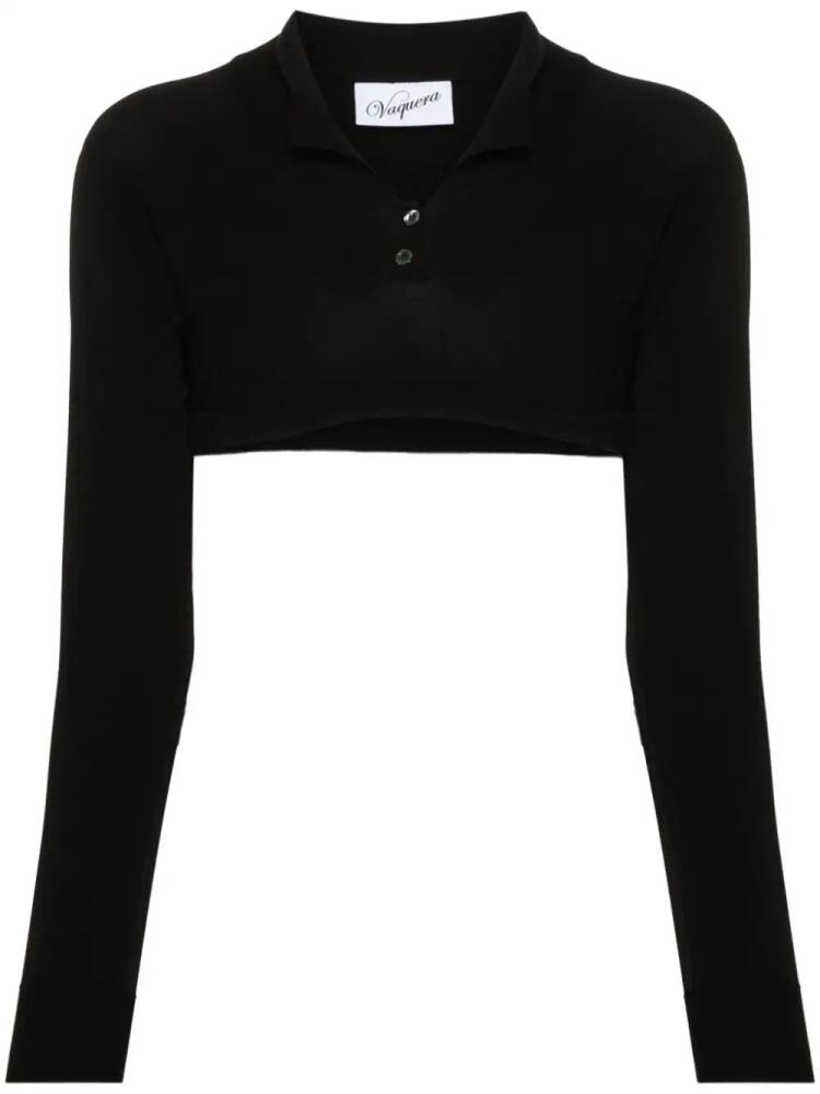 Vaquera logo-print cropped polo shirt - Black Cover