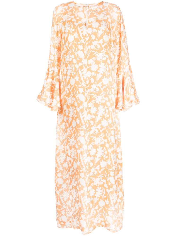 Bambah floral-print ruffled kaftan dress - Orange Cover