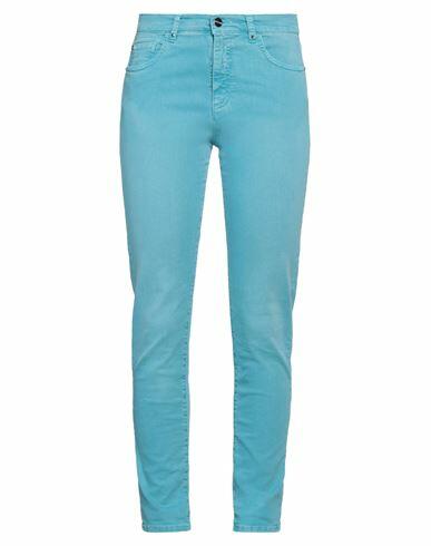 Angelo Marani Woman Jeans Turquoise Cotton, Elastane Cover