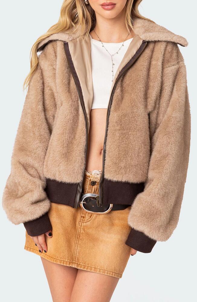 EDIKTED Ashton Faux Fur Jacket in Beige Cover