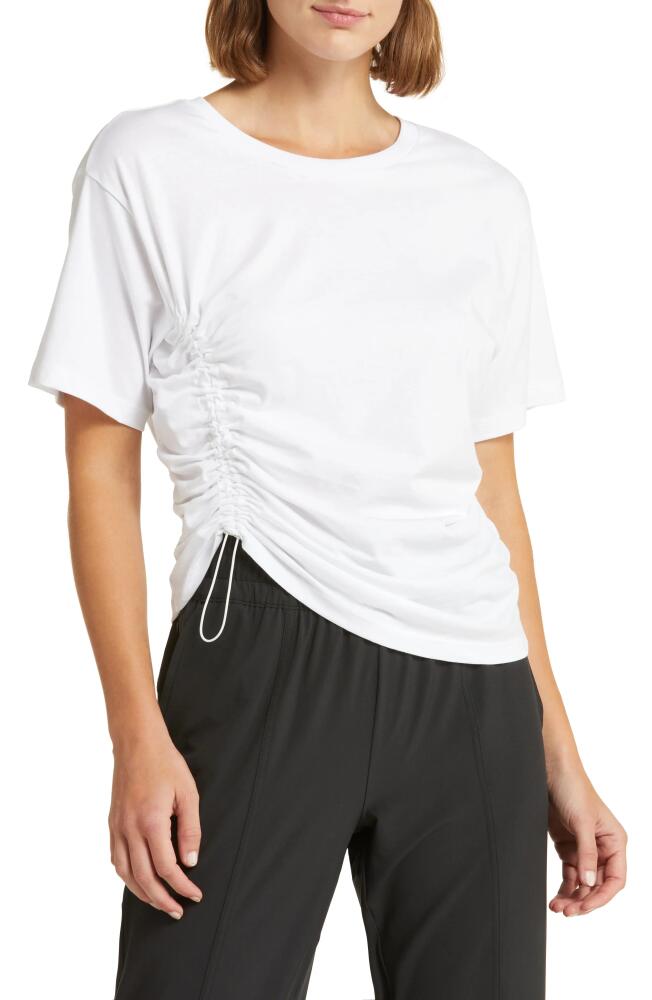 zella Adjustable Ruched Pima Cotton T-Shirt in White Cover