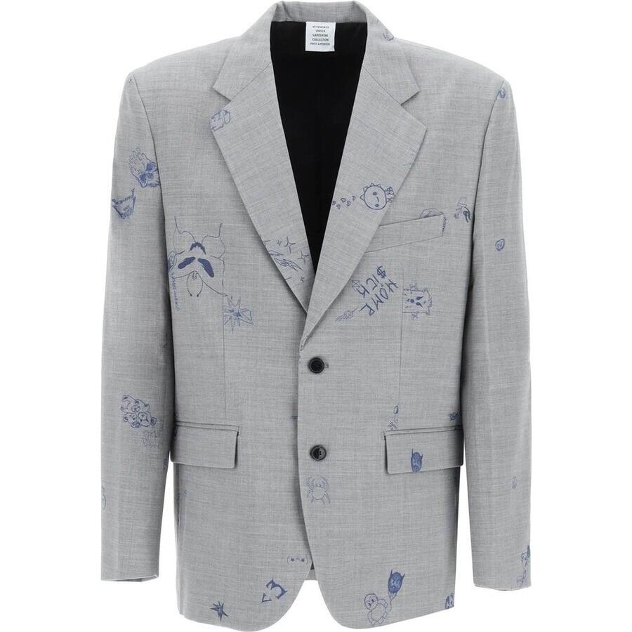 Vetements Grey Scribbled Tailored Jacket Cover